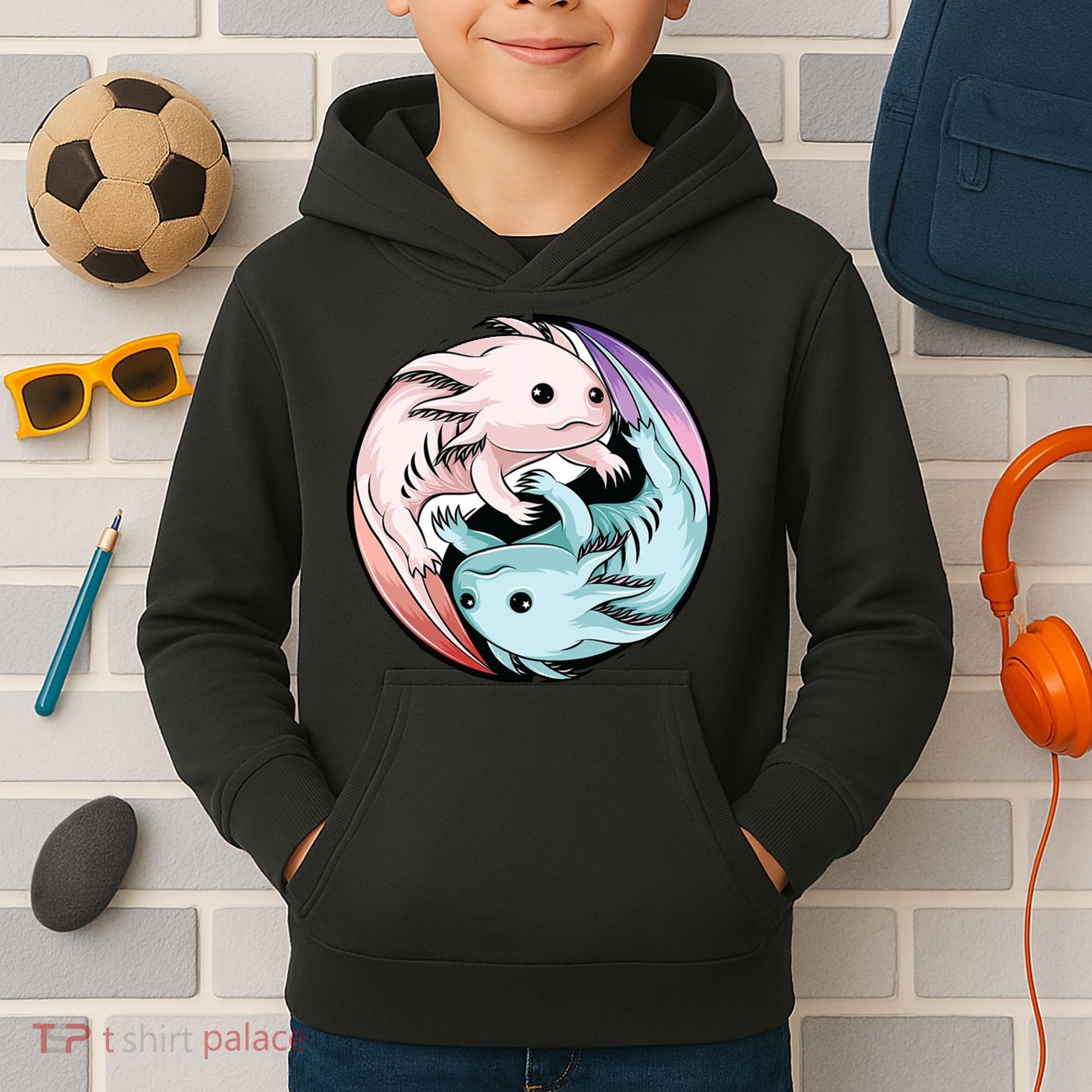 Ying Yang Axolotls Kids Hoodie