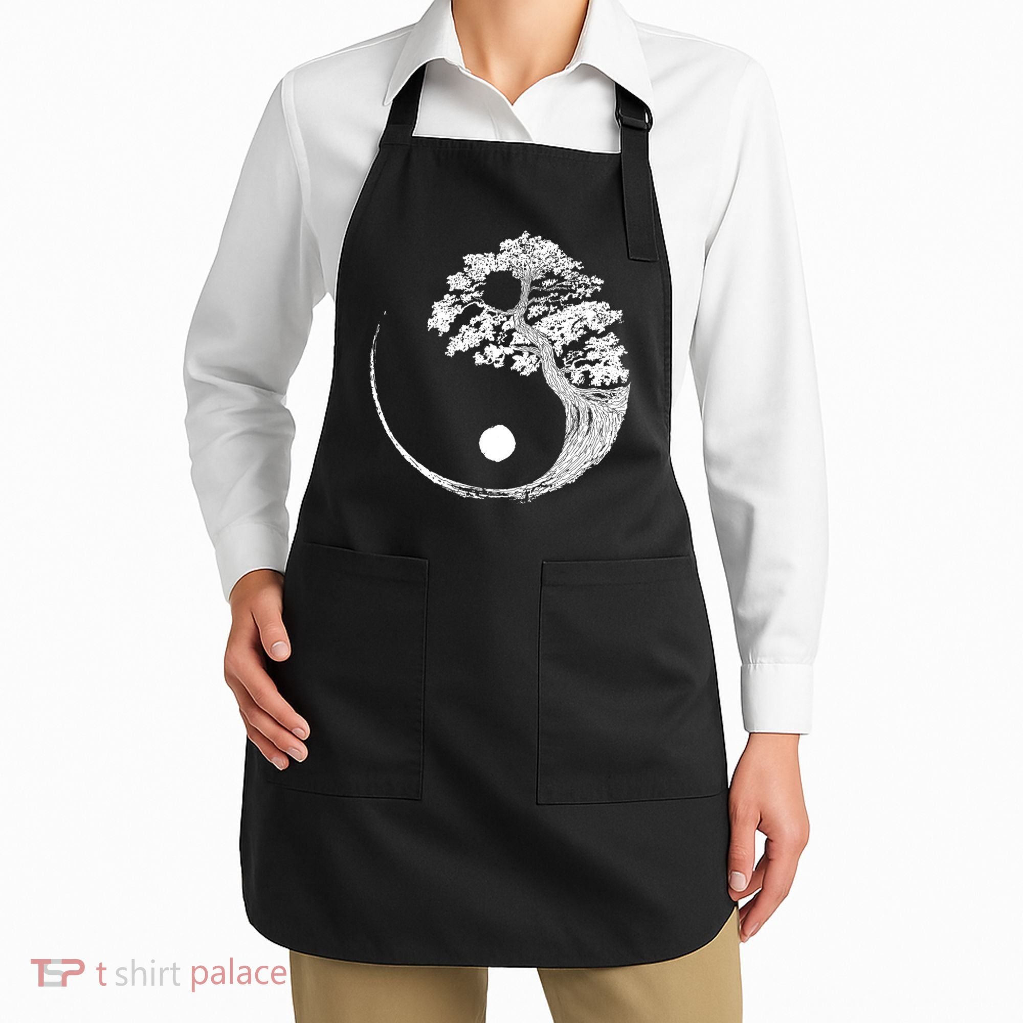 Yin Yang Bonsai Tree Japanese Buddhist Zen Gift Apron