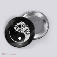 Yin Yang Bonsai Tree Japanese Buddhist Zen Gift Button thumb 0
