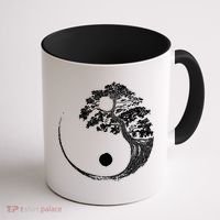 Yin Yang Bonsai Tree Japanese Buddhist Zen Gift Coffee Mug thumb 1