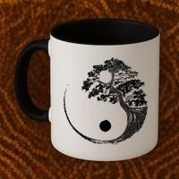 Yin Yang Bonsai Tree Japanese Buddhist Zen Gift Coffee Mug thumb 2