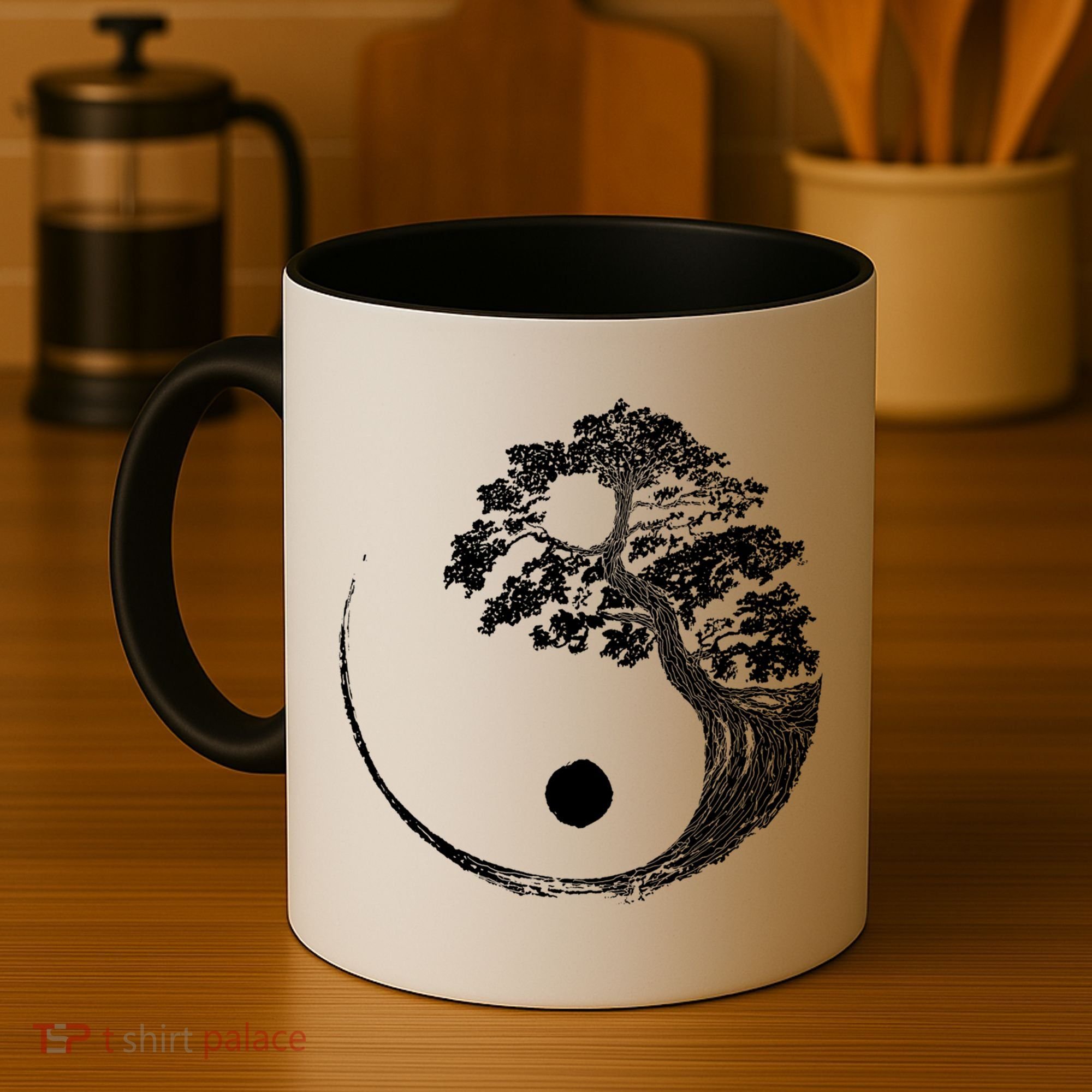 Yin Yang Bonsai Tree Japanese Buddhist Zen Gift Coffee Mug