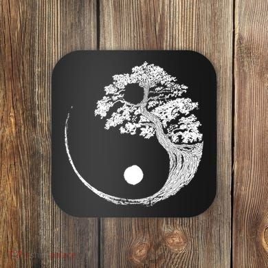Yin Yang Bonsai Tree Japanese Buddhist Zen Gift Coaster