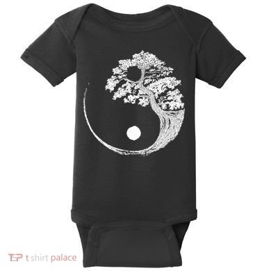 Yin Yang Bonsai Tree Japanese Buddhist Zen Gift Baby Bodysuit