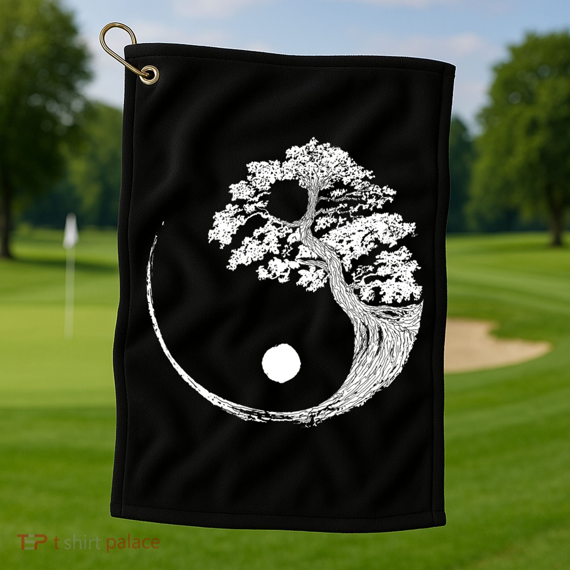 Yin Yang Bonsai Tree Japanese Buddhist Zen Gift Golf Towel