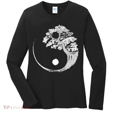 Yin Yang Bonsai Tree Japanese Buddhist Zen Gift Women's Long Sleeve Shirt