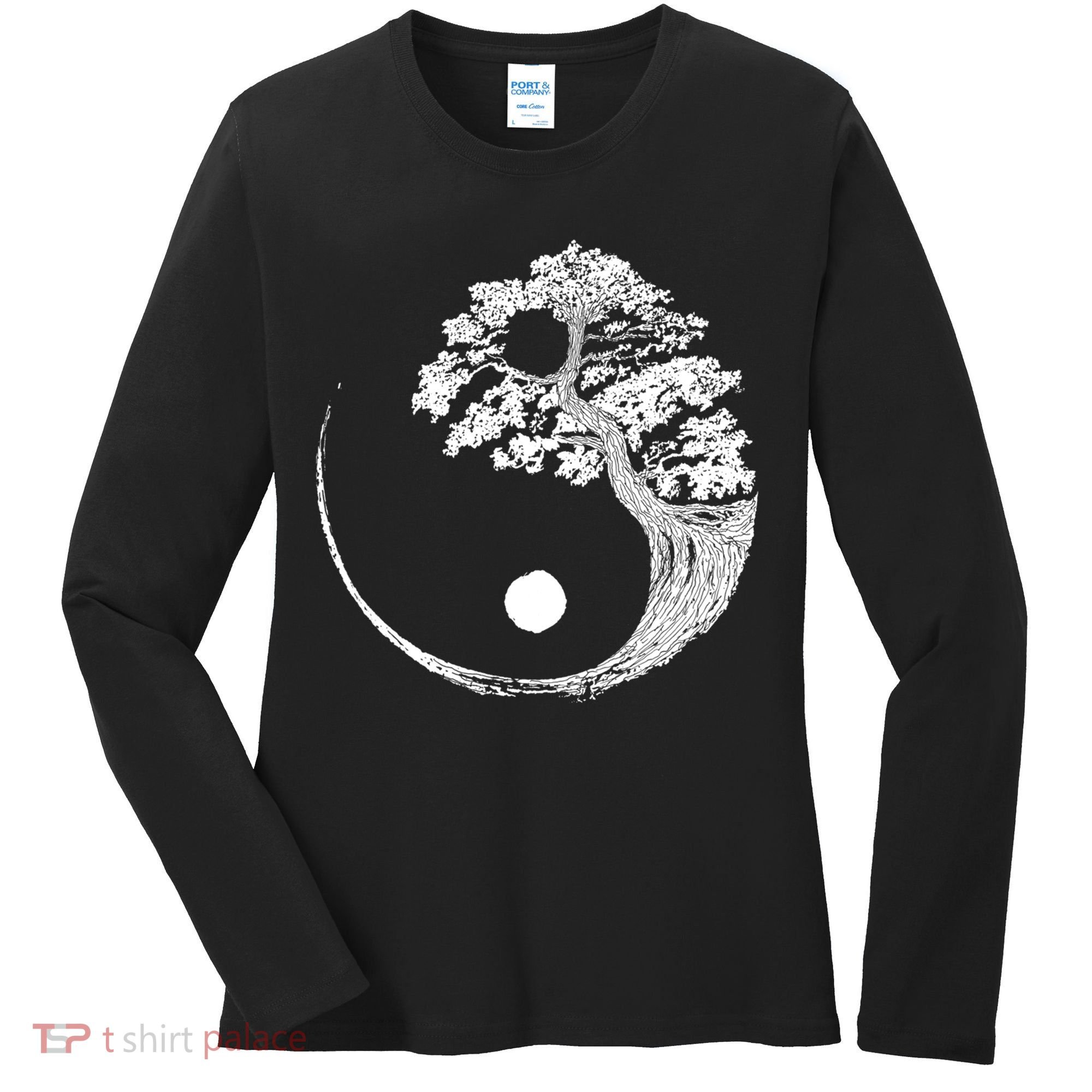 Yin Yang Bonsai Tree Japanese Buddhist Zen Gift Women's Long Sleeve Shirt