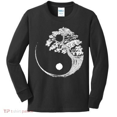 Yin Yang Bonsai Tree Japanese Buddhist Zen Gift Kids Long Sleeve Shirt