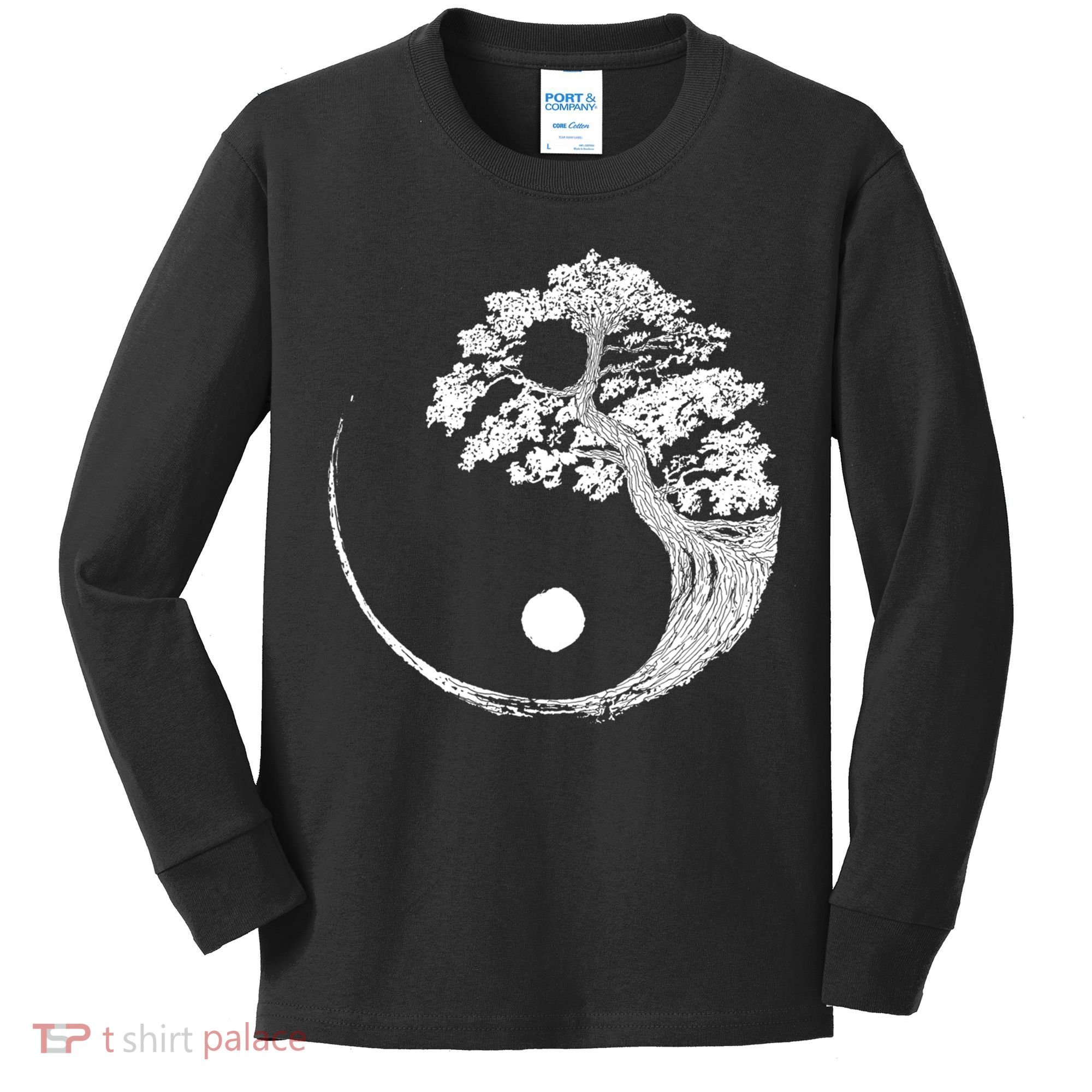 Yin Yang Bonsai Tree Japanese Buddhist Zen Gift Kids Long Sleeve Shirt