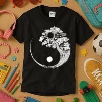 Yin Yang Bonsai Tree Japanese Buddhist Zen Gift Kids T-Shirt thumb 3