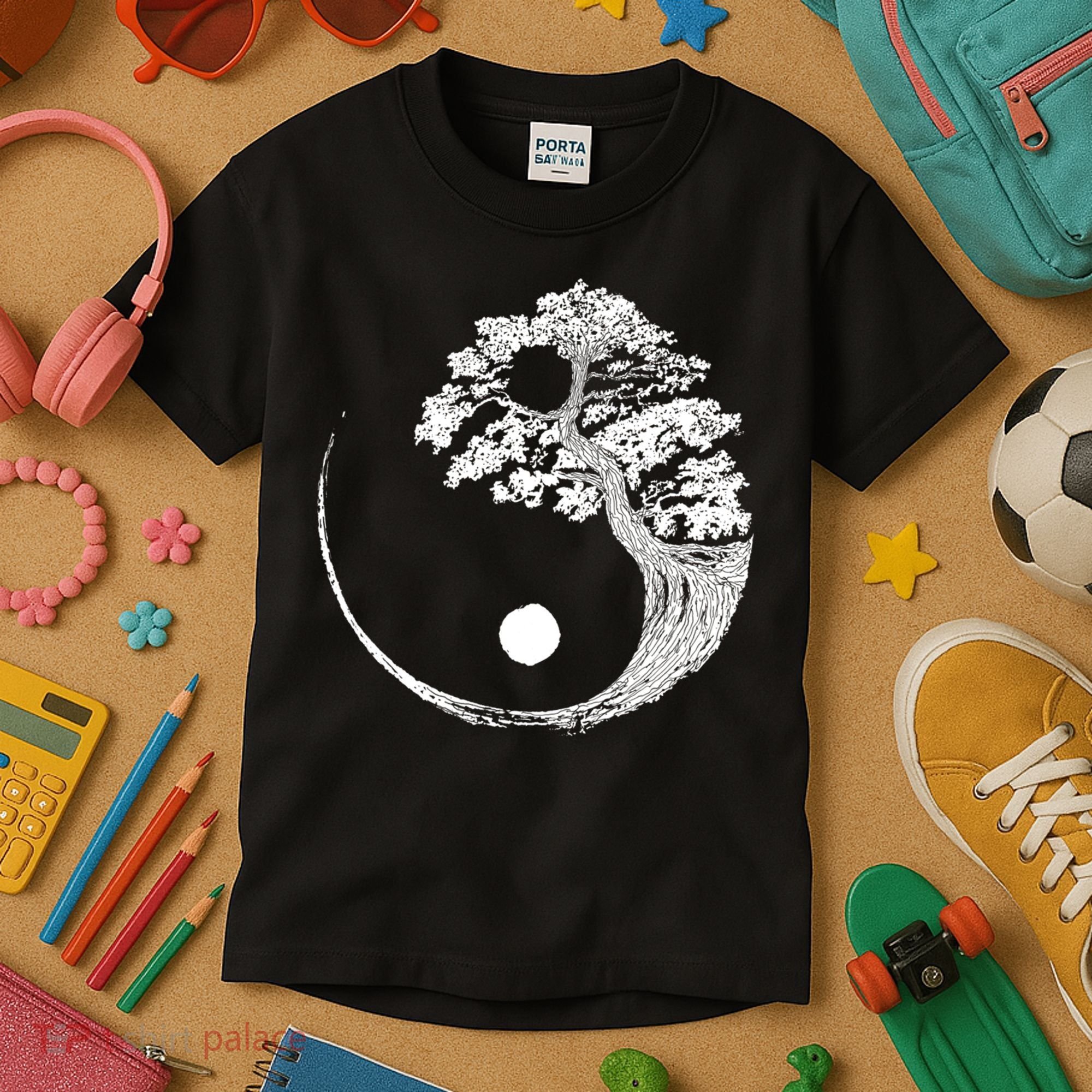Yin Yang Bonsai Tree Japanese Buddhist Zen Gift Kids T-Shirt