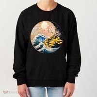Yin Yang Blossom Golden Tree Of Harmony & Great Wave Women's Sweatshirt thumb 0