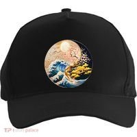 Yin Yang Blossom Golden Tree Of Harmony & Great Wave Five-Panel Snapback Cap thumb 0