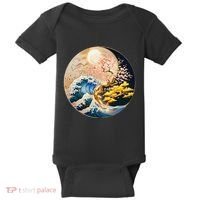 Yin Yang Blossom Golden Tree Of Harmony & Great Wave Baby Bodysuit thumb 0