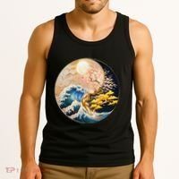 Yin Yang Blossom Golden Tree Of Harmony & Great Wave Tank Top thumb 3