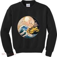 Yin Yang Blossom Golden Tree Of Harmony & Great Wave Kids Sweatshirt thumb 0