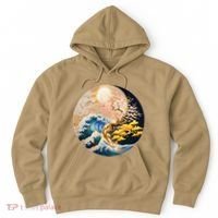 Yin Yang Blossom Golden Tree Of Harmony & Great Wave Hoodie thumb 0