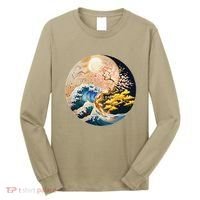 Yin Yang Blossom Golden Tree Of Harmony & Great Wave Long Sleeve Shirt thumb 0