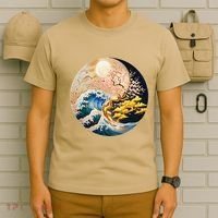 Yin Yang Blossom Golden Tree Of Harmony & Great Wave T-Shirt thumb 6