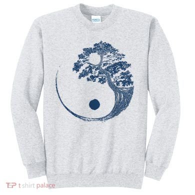 Yin Yang Blue Bonsai Tree Japanese Buddhist Zen Sweatshirt