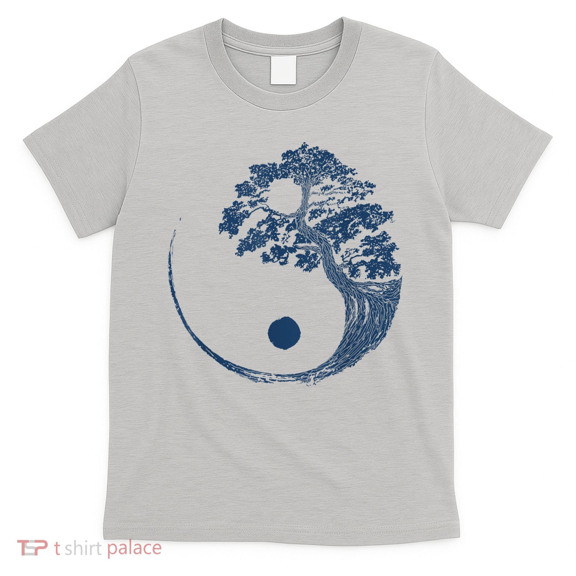 Yin Yang Blue Bonsai Tree Japanese Buddhist Zen T-Shirt