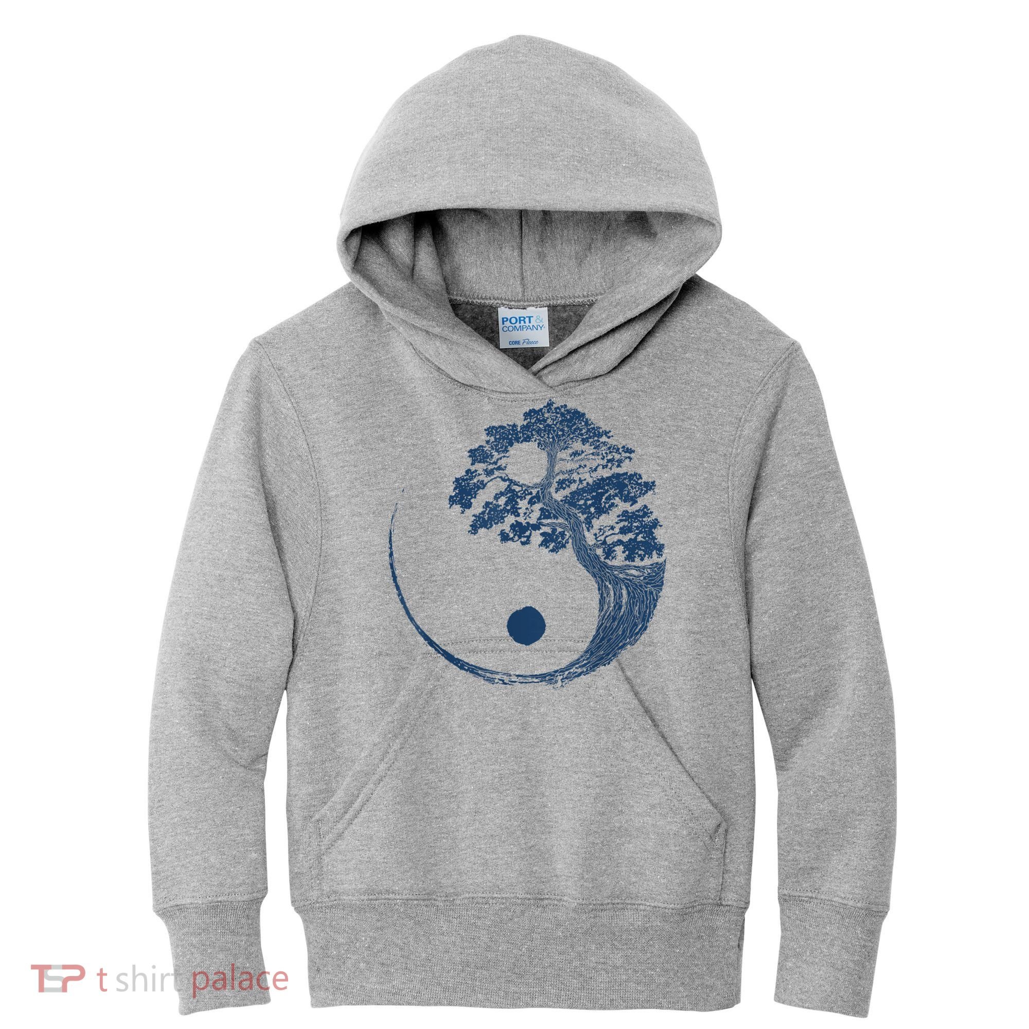 Yin Yang Blue Bonsai Tree Japanese Buddhist Zen Kids Hoodie