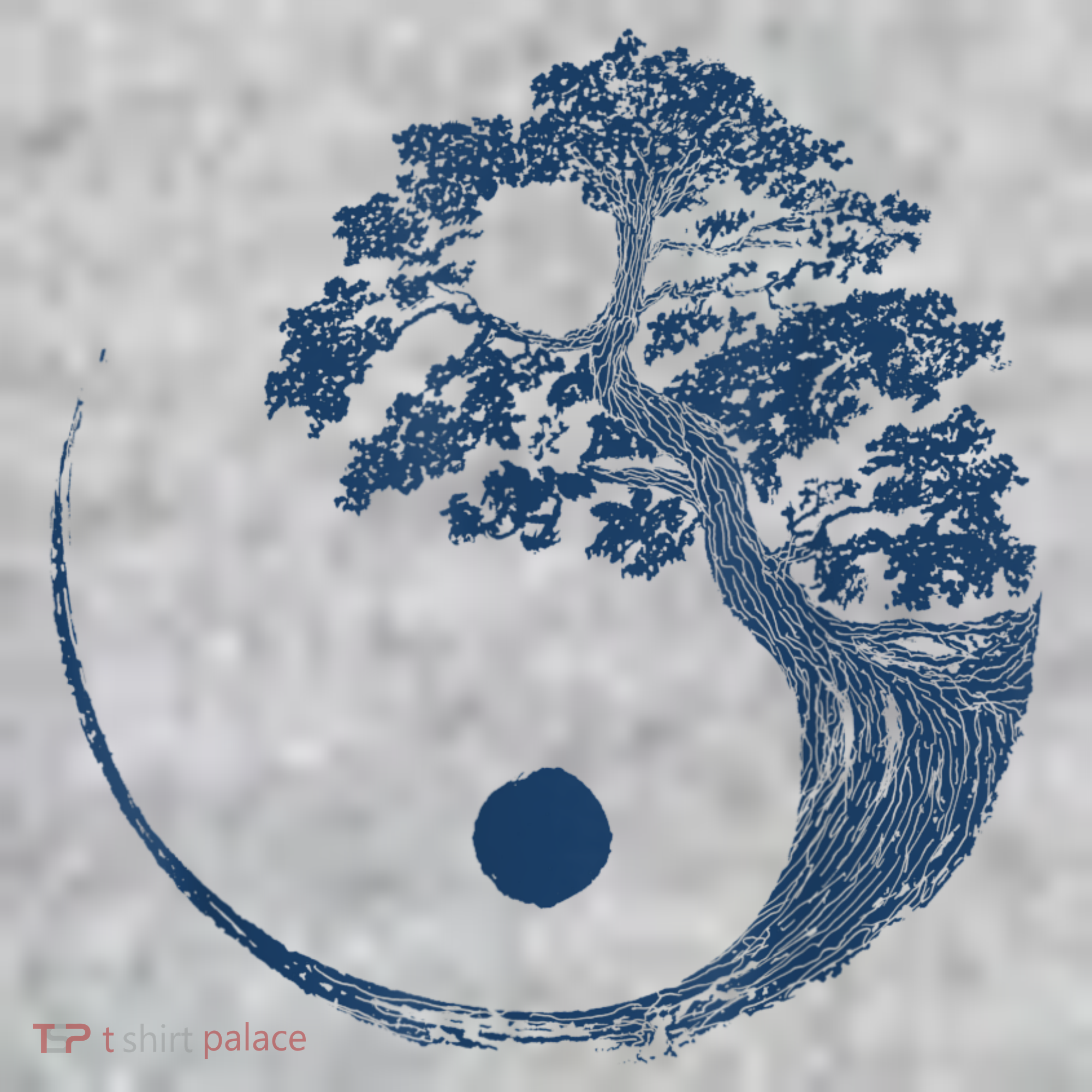 Yin Yang Blue Bonsai Tree Japanese Buddhist Zen Kids T-Shirt
