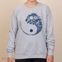 Yin Yang Blue Bonsai Tree Japanese Buddhist Zen Women's Sweatshirt thumb 0