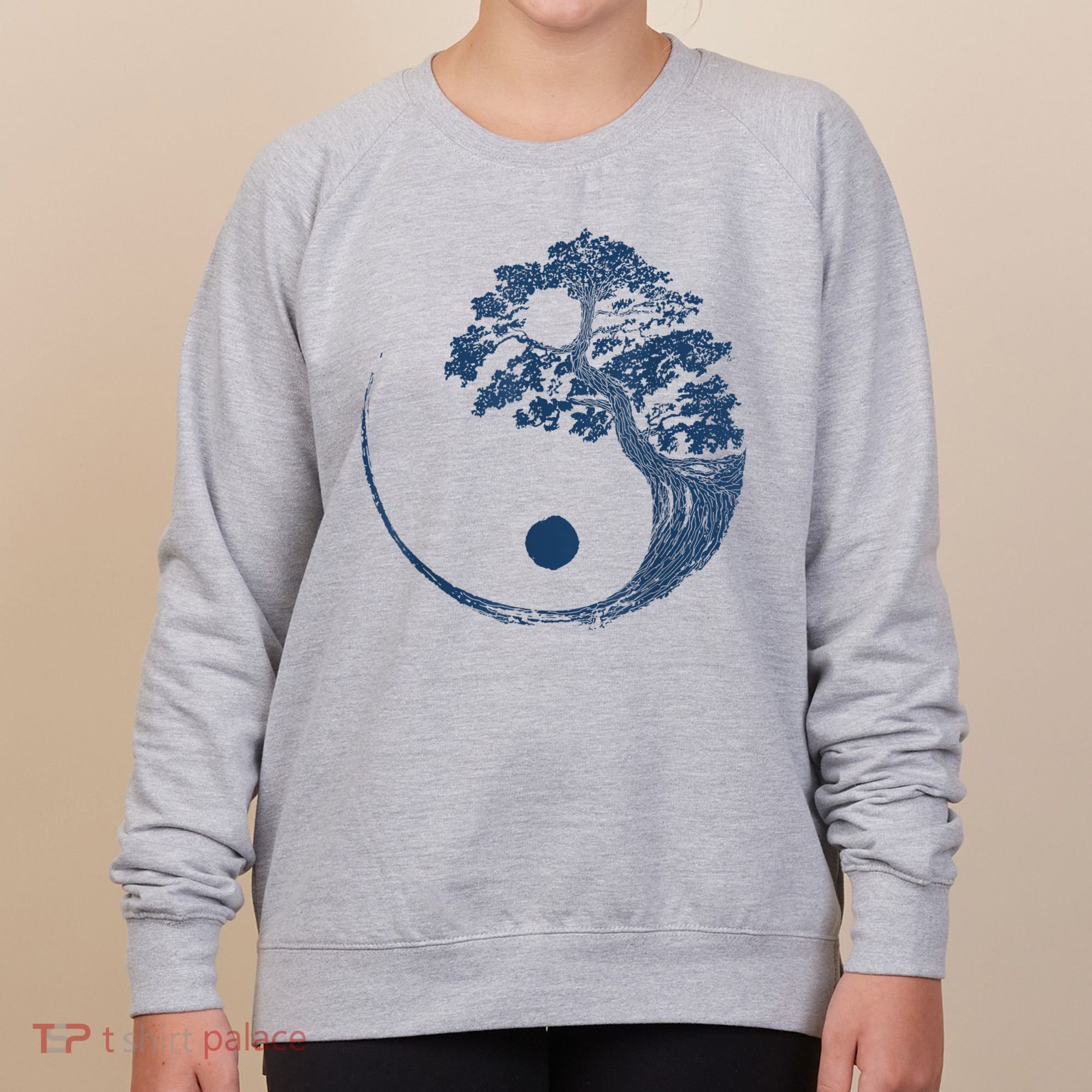 Yin Yang Blue Bonsai Tree Japanese Buddhist Zen Women's Sweatshirt