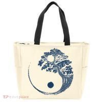 Yin Yang Blue Bonsai Tree Japanese Buddhist Zen Tote Bag thumb 0