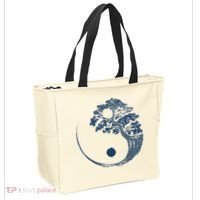 Yin Yang Blue Bonsai Tree Japanese Buddhist Zen Tote Bag thumb 2
