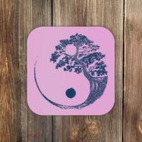 Yin Yang Blue Bonsai Tree Japanese Buddhist Zen Coaster thumb 0