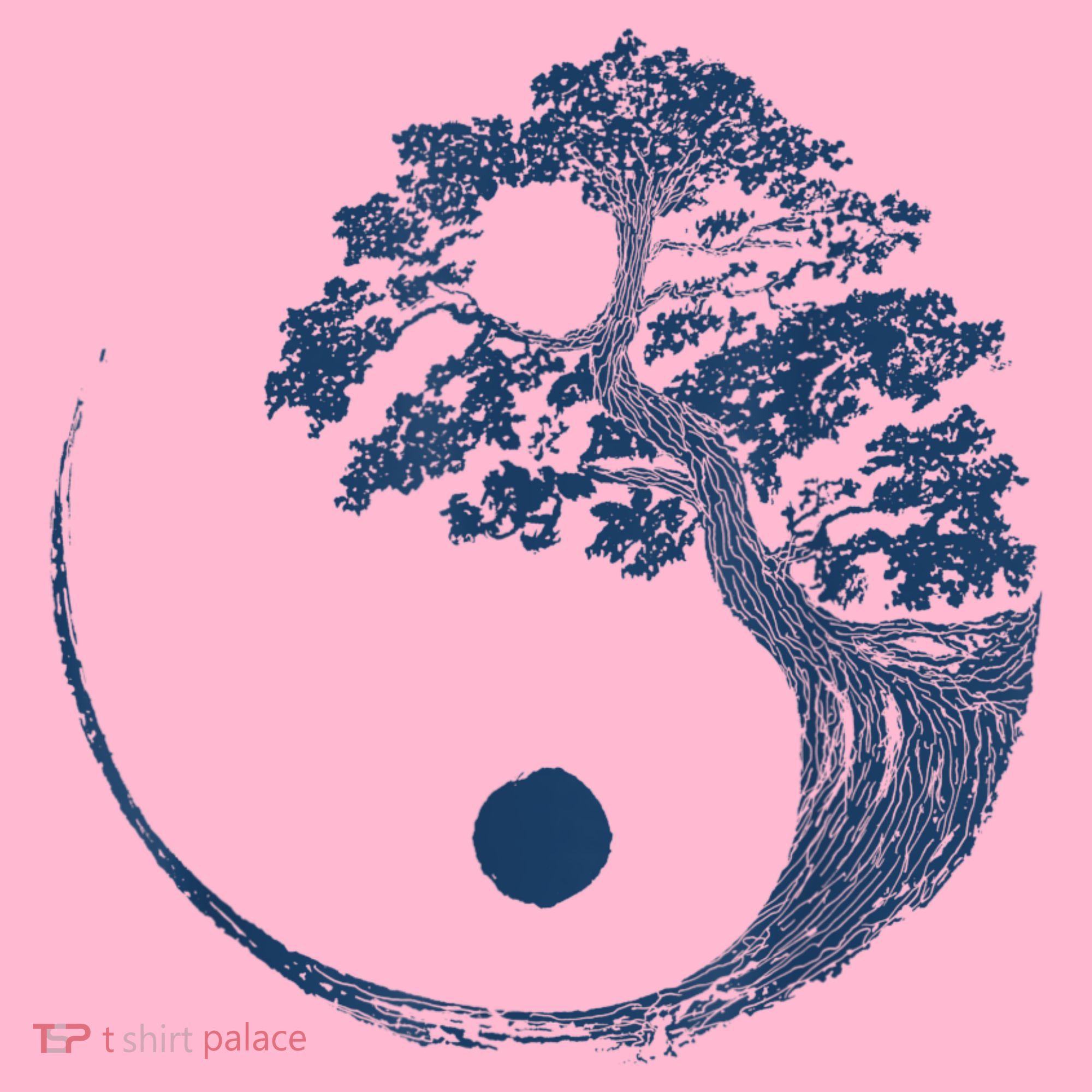 Yin Yang Blue Bonsai Tree Japanese Buddhist Zen Coaster