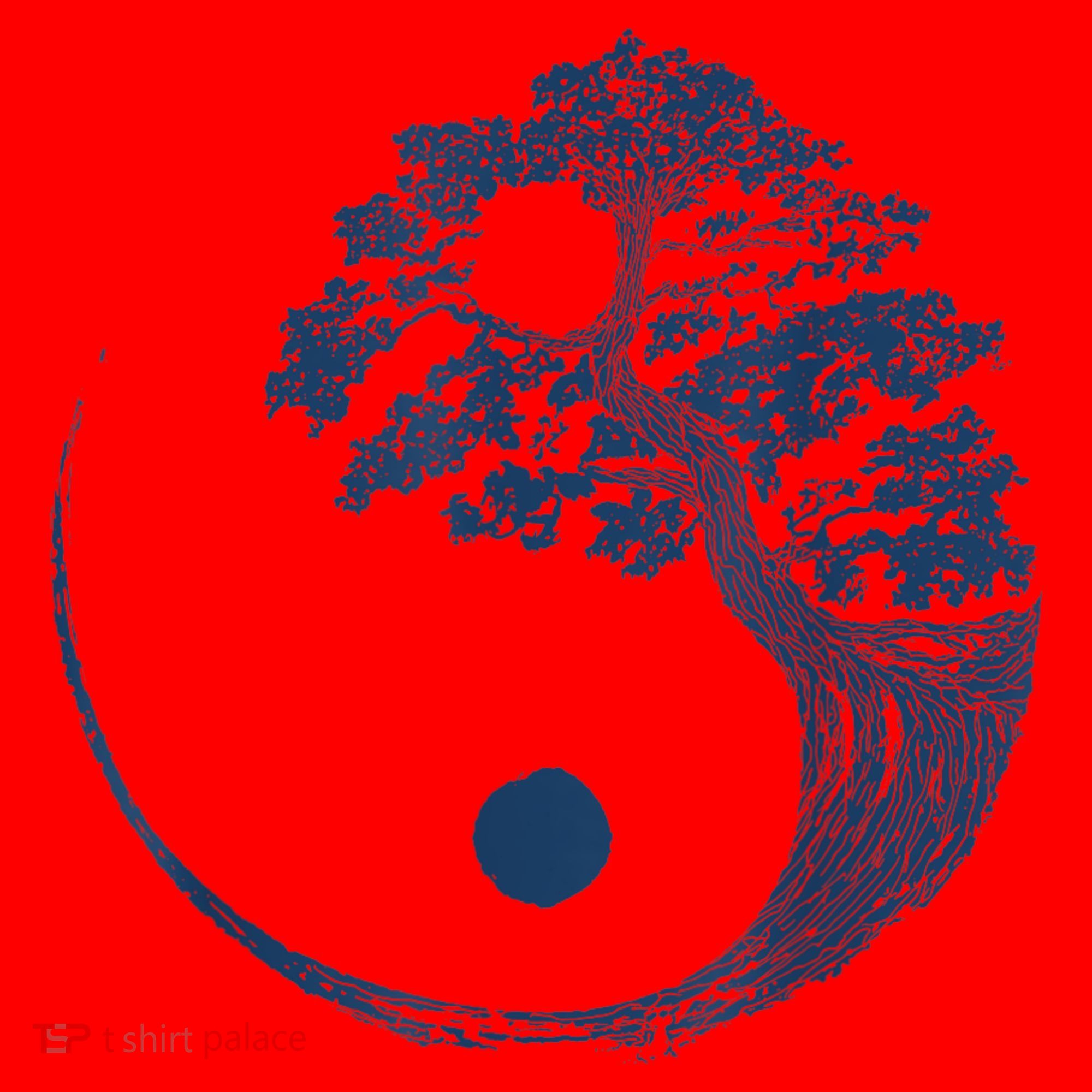 Yin Yang Blue Bonsai Tree Japanese Buddhist Zen Santa Hat