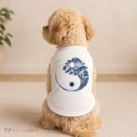 Yin Yang Blue Bonsai Tree Japanese Buddhist Zen Doggie Tank thumb 2