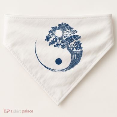 Yin Yang Blue Bonsai Tree Japanese Buddhist Zen USA-Made Doggie Bandana