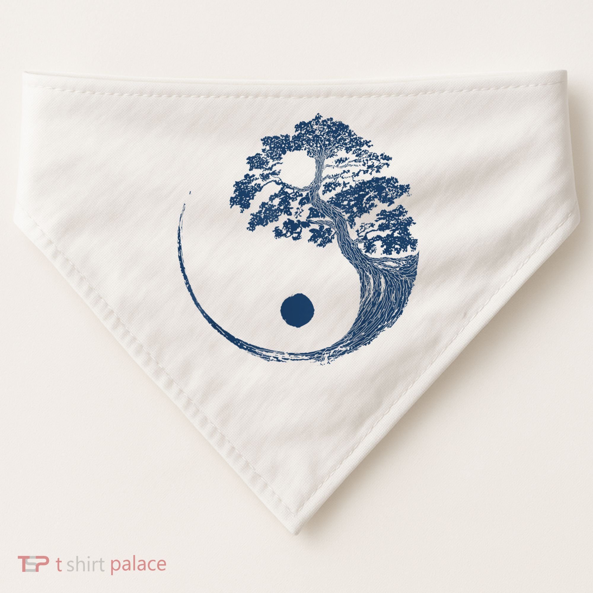 Yin Yang Blue Bonsai Tree Japanese Buddhist Zen USA-Made Doggie Bandana