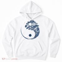 Yin Yang Blue Bonsai Tree Japanese Buddhist Zen Hoodie thumb 0