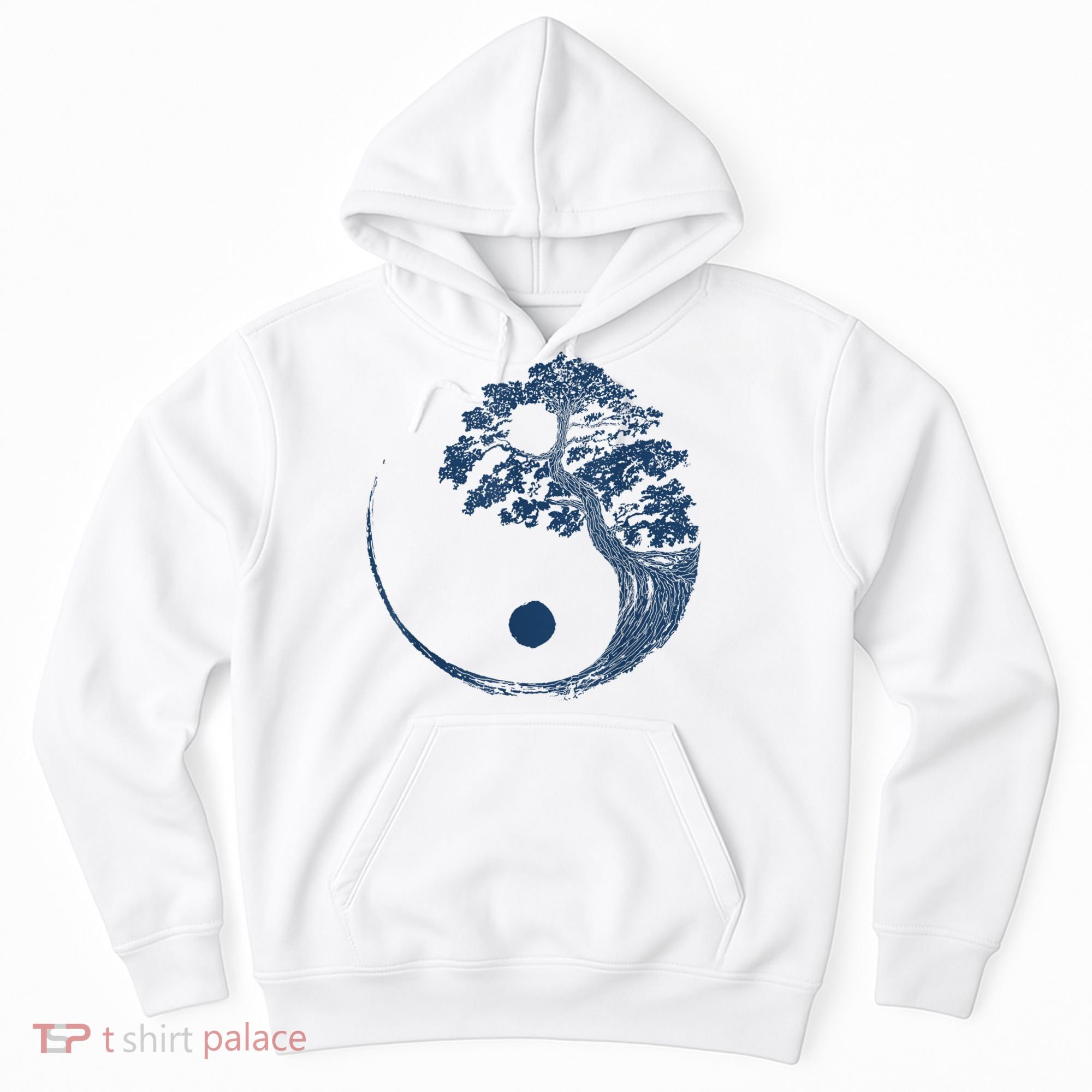 Yin Yang Blue Bonsai Tree Japanese Buddhist Zen Hoodie