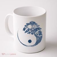 Yin Yang Blue Bonsai Tree Japanese Buddhist Zen Coffee Mug thumb 0