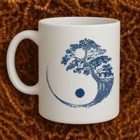 Yin Yang Blue Bonsai Tree Japanese Buddhist Zen Coffee Mug thumb 2