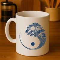 Yin Yang Blue Bonsai Tree Japanese Buddhist Zen Coffee Mug thumb 4