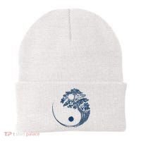 Yin Yang Blue Bonsai Tree Japanese Buddhist Zen Beanie thumb 0