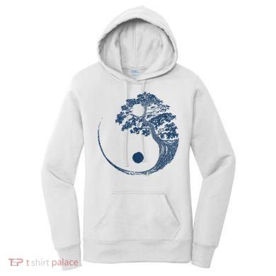 Yin Yang Blue Bonsai Tree Japanese Buddhist Zen Women's Hoodie