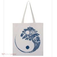 Yin Yang Blue Bonsai Tree Japanese Buddhist Zen Tote Bag thumb 0