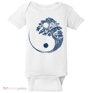 Yin Yang Blue Bonsai Tree Japanese Buddhist Zen Baby Bodysuit
