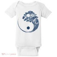 Yin Yang Blue Bonsai Tree Japanese Buddhist Zen Baby Bodysuit thumb 0