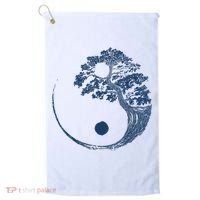 Yin Yang Blue Bonsai Tree Japanese Buddhist Zen Golf Towel thumb 0