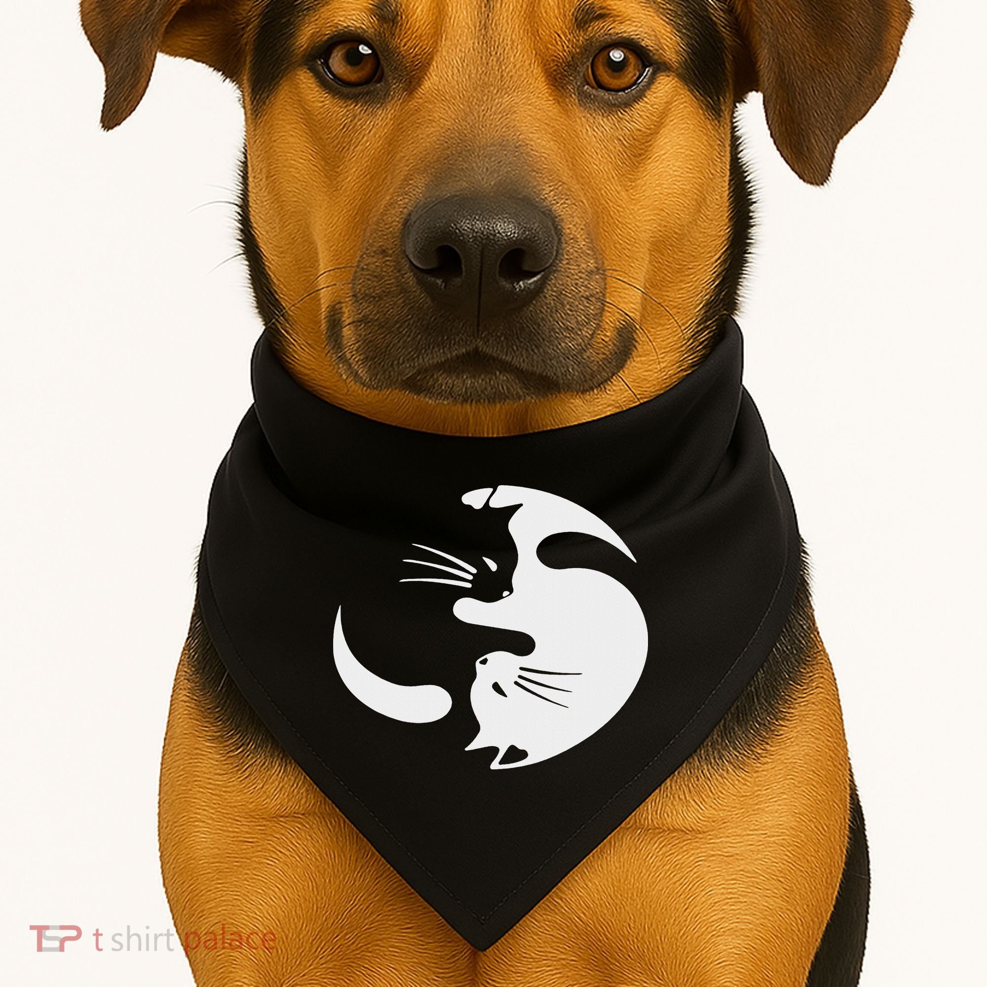 Yin Yang Cat Symbol Cute Black And White Cat Kitty Halloween USA-Made Doggie Bandana