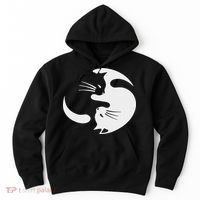 Yin Yang Cat Symbol Cute Black And White Cat Kitty Halloween Hoodie thumb 0